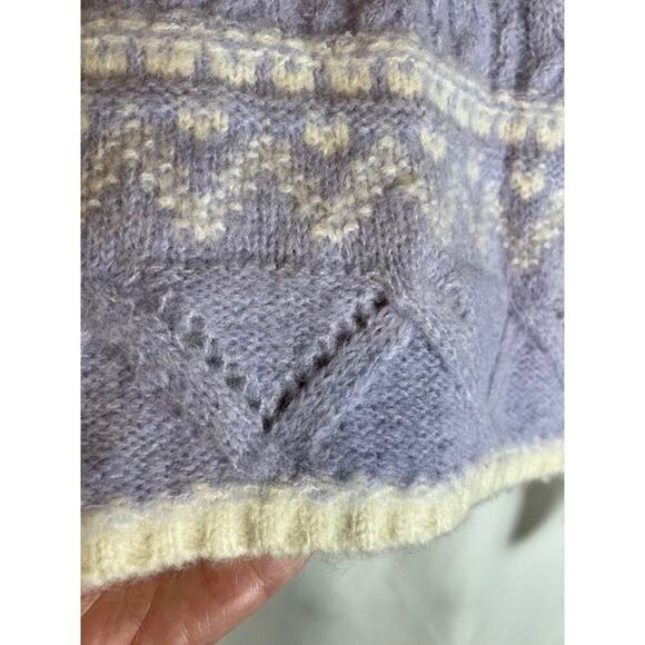 Lush Sweater Cropped M Fair Isle Boxy Oversized Bell Sleeve Lilac - Picture 3 of 8